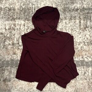 Burgundy forever 21 cropped hooded sweater